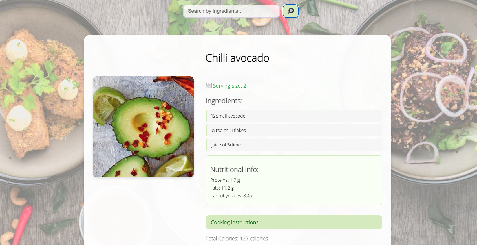 Recipe Search project screenshot