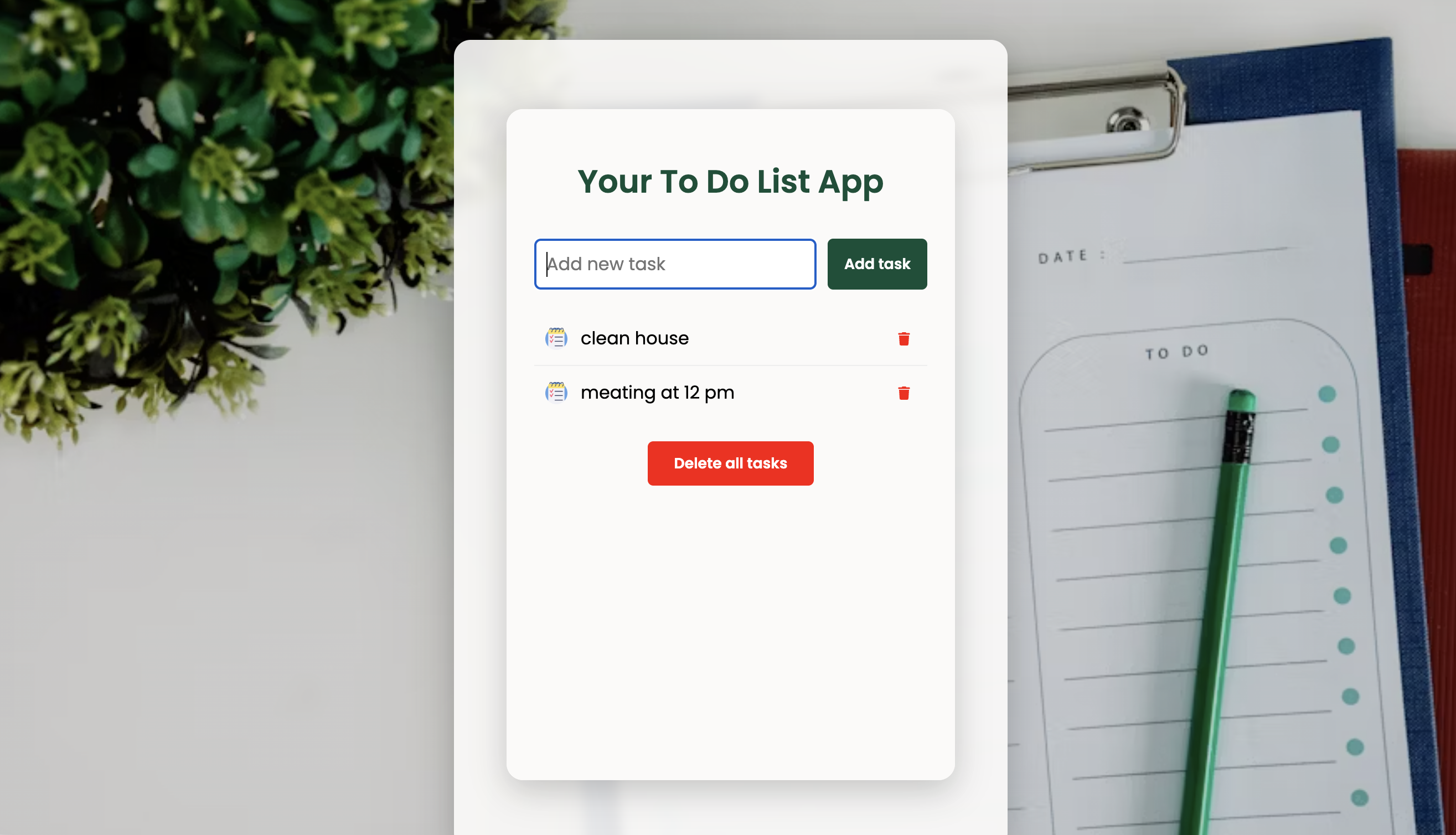 To Do list App screenshot